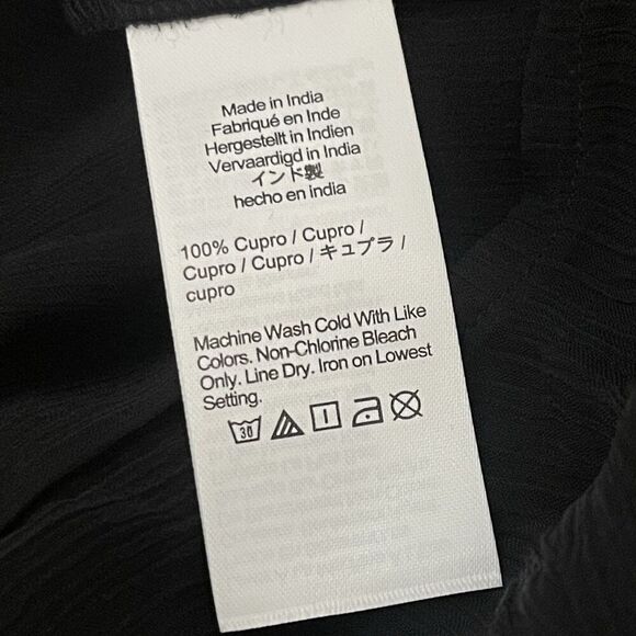 J.CREW Ruffle Button-up Shirt in Crinkle Chiffon Size 4 Black NEW Modern CF436 - Picture 7 of 16
